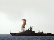 Ракетный корабль ”Дагестан” проводит стрельбу новейшим ракетным комплексом ”Калибр-НК”